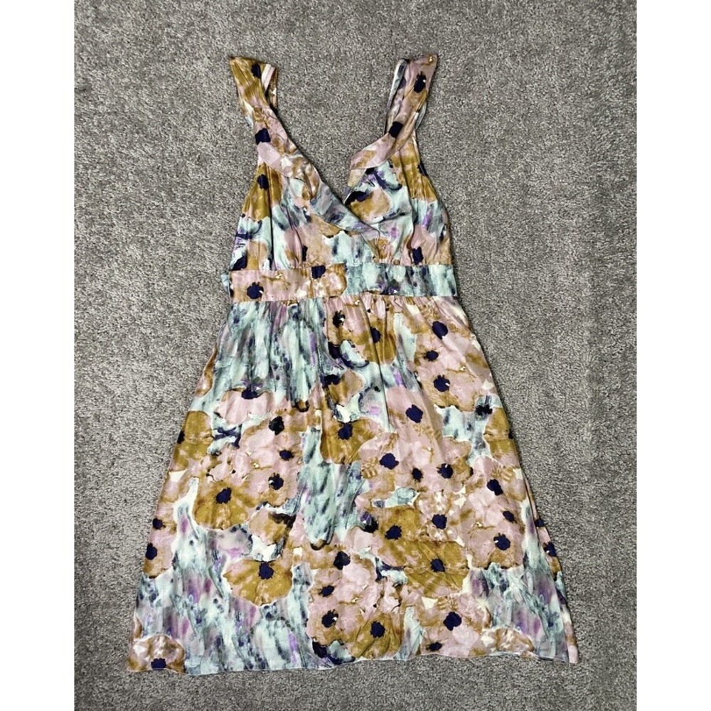 Theory Pastel Watercolor Garden Party Floral Silk‎ Slip Dress Size 2 - Picture 2 of 8